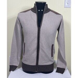 Marx & Dutch Collection Men's Zip Front Cardigan Sweater Tan Brown Size Small